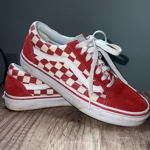 Women’s Vans Off the Wall Old School Checkered White and Red Sneakers Size 7.5